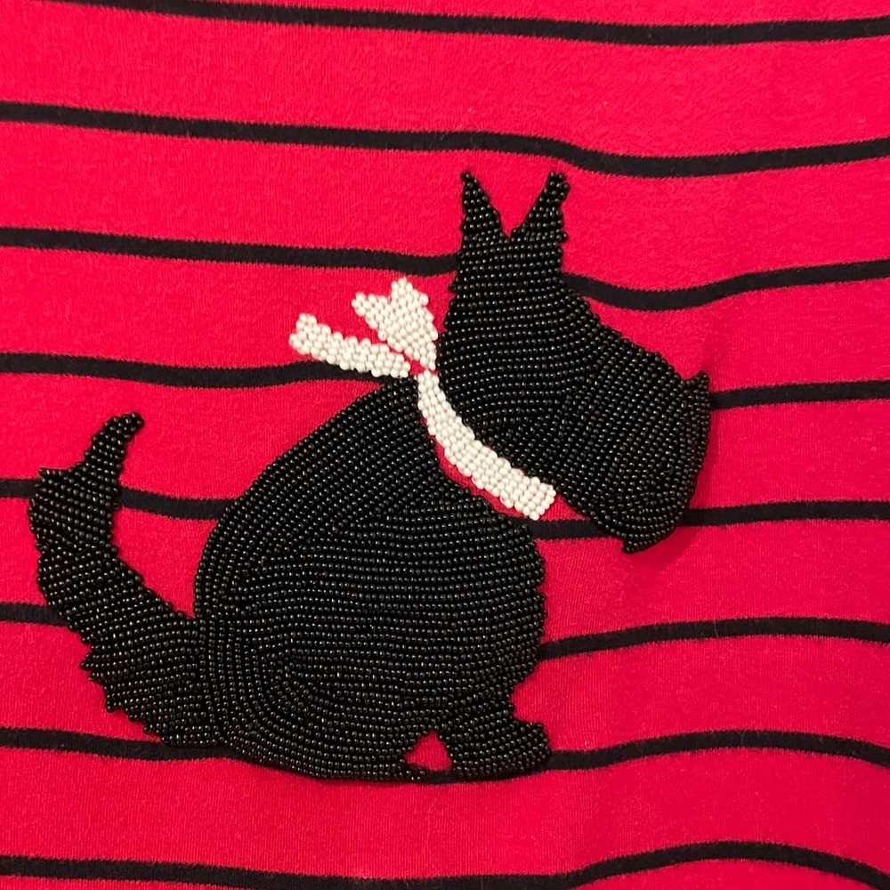 Charter Club Red and Black Striped Dog Beaded Top in Size 3X - Picture 4 of 7